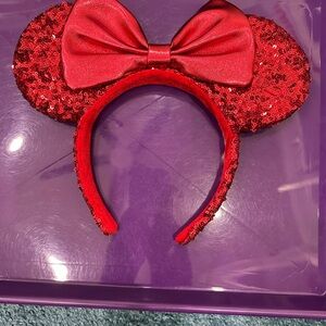 Disney Parks Red Sequin Minnie Mouse Ears Headband